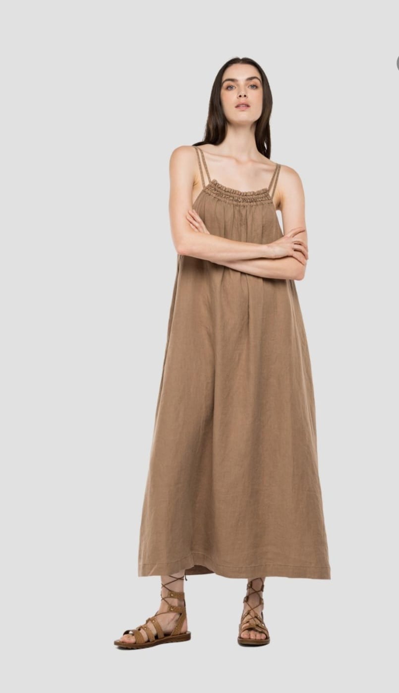 REPLAY LETNÍ MAXI ŠATY NA RAMÍNKA 